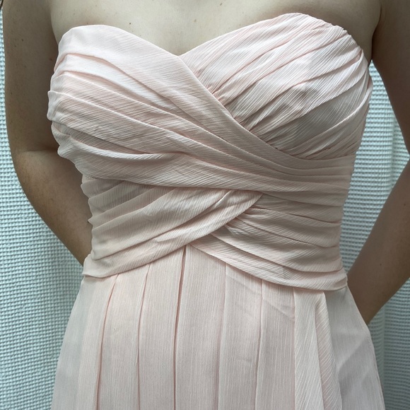 Women’s NWT David’s Bridal pink “petal colored” strapless dress. Size 4. - Picture 5 of 16